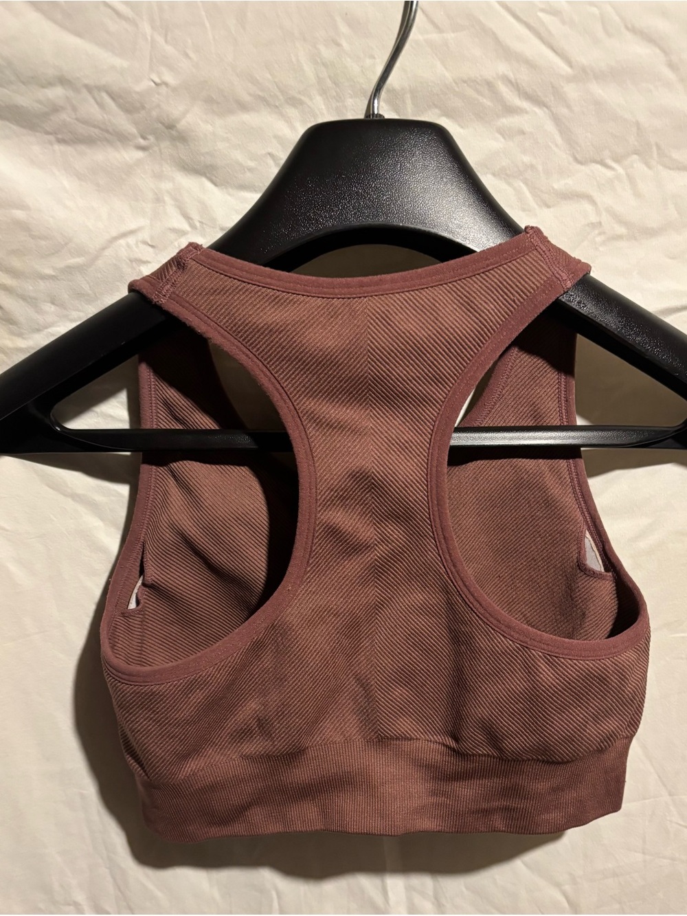 Front-Zip Ribbed Sports Bra - Brown - Picture 3 of 5